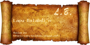 Lapu Balabán névjegykártya